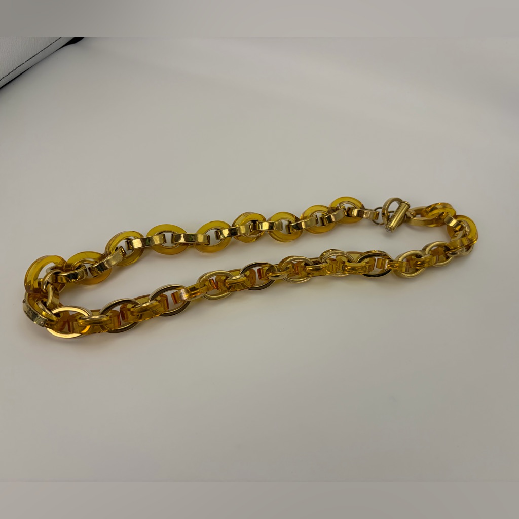 Henri Bendel Heavy Gold & Lucite Chain Link Necklace